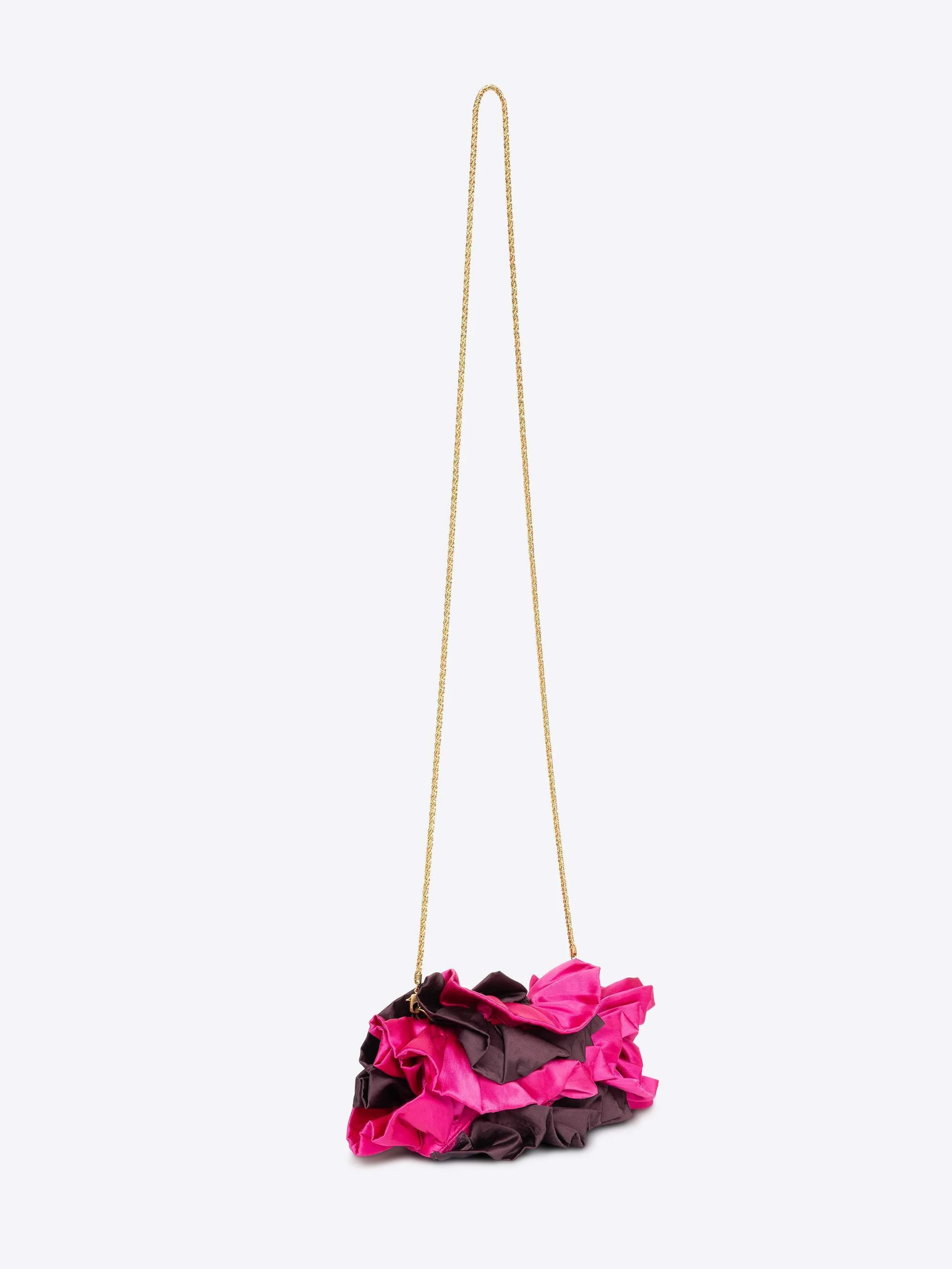 Satin ruffle clutch bag
