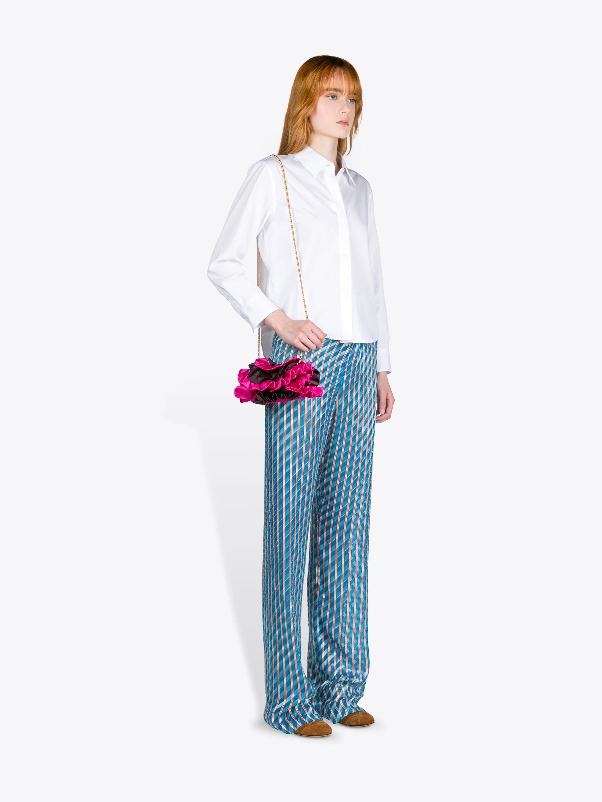 Satin ruffle clutch bag