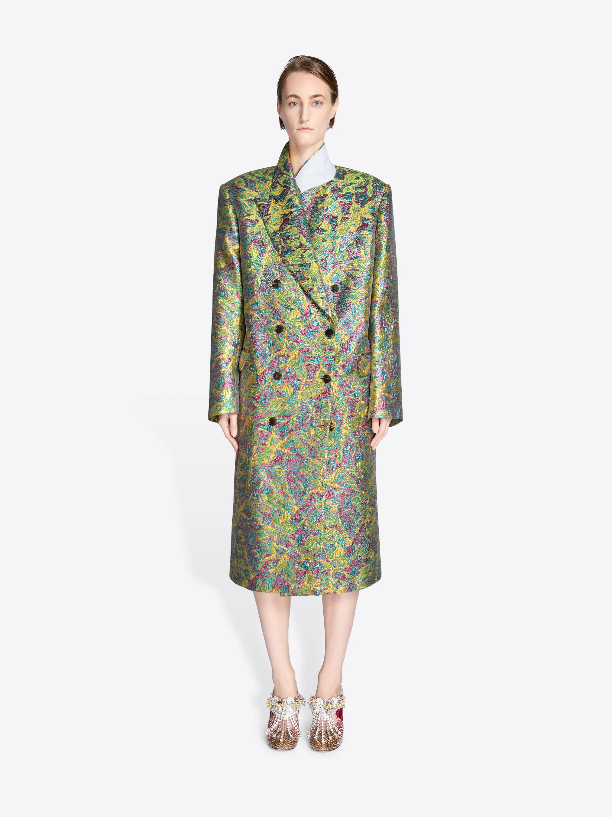 Oversized jacquard coat