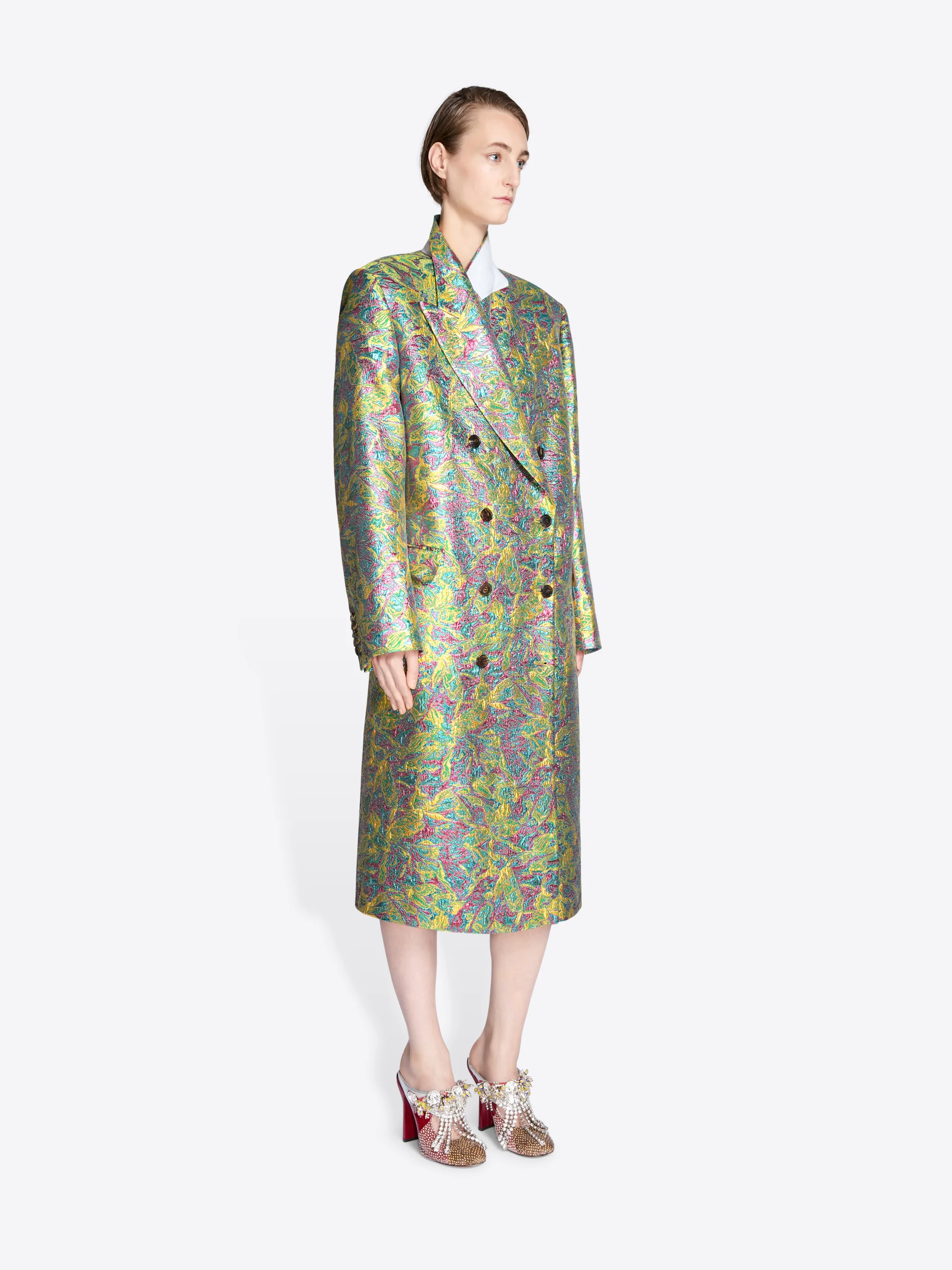 Oversized jacquard coat