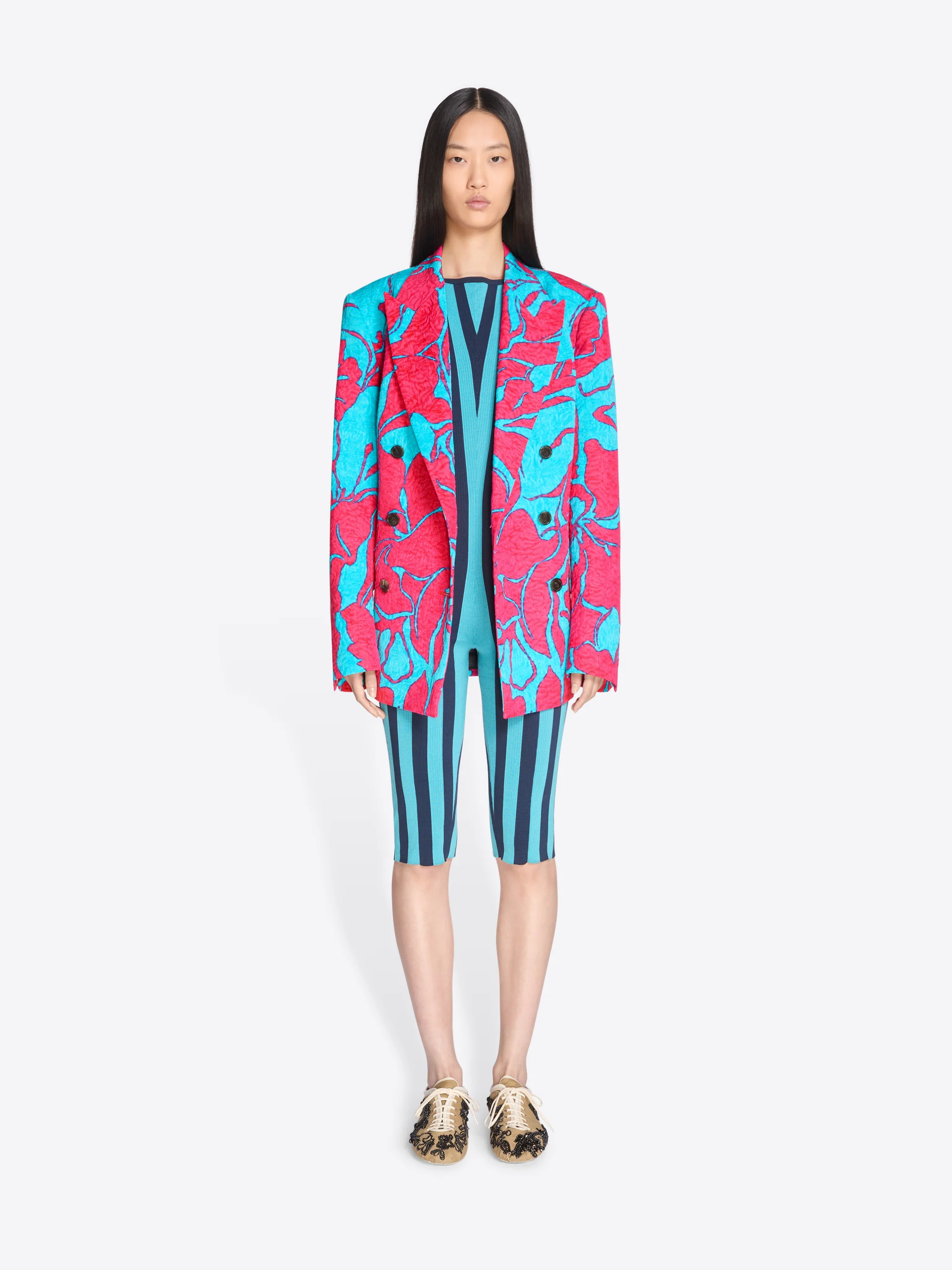 Double breasted jacquard blazer
