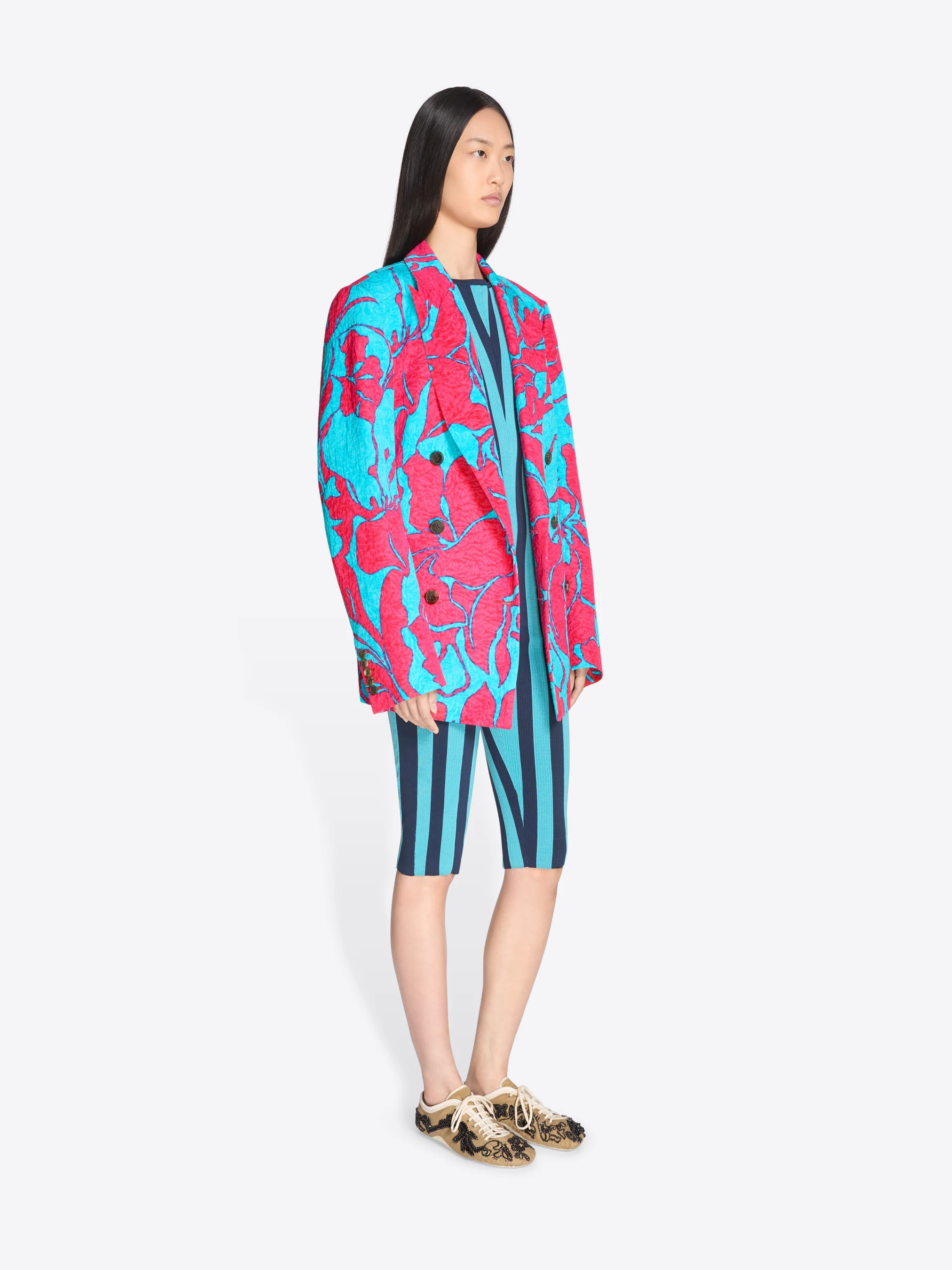 Double breasted jacquard blazer