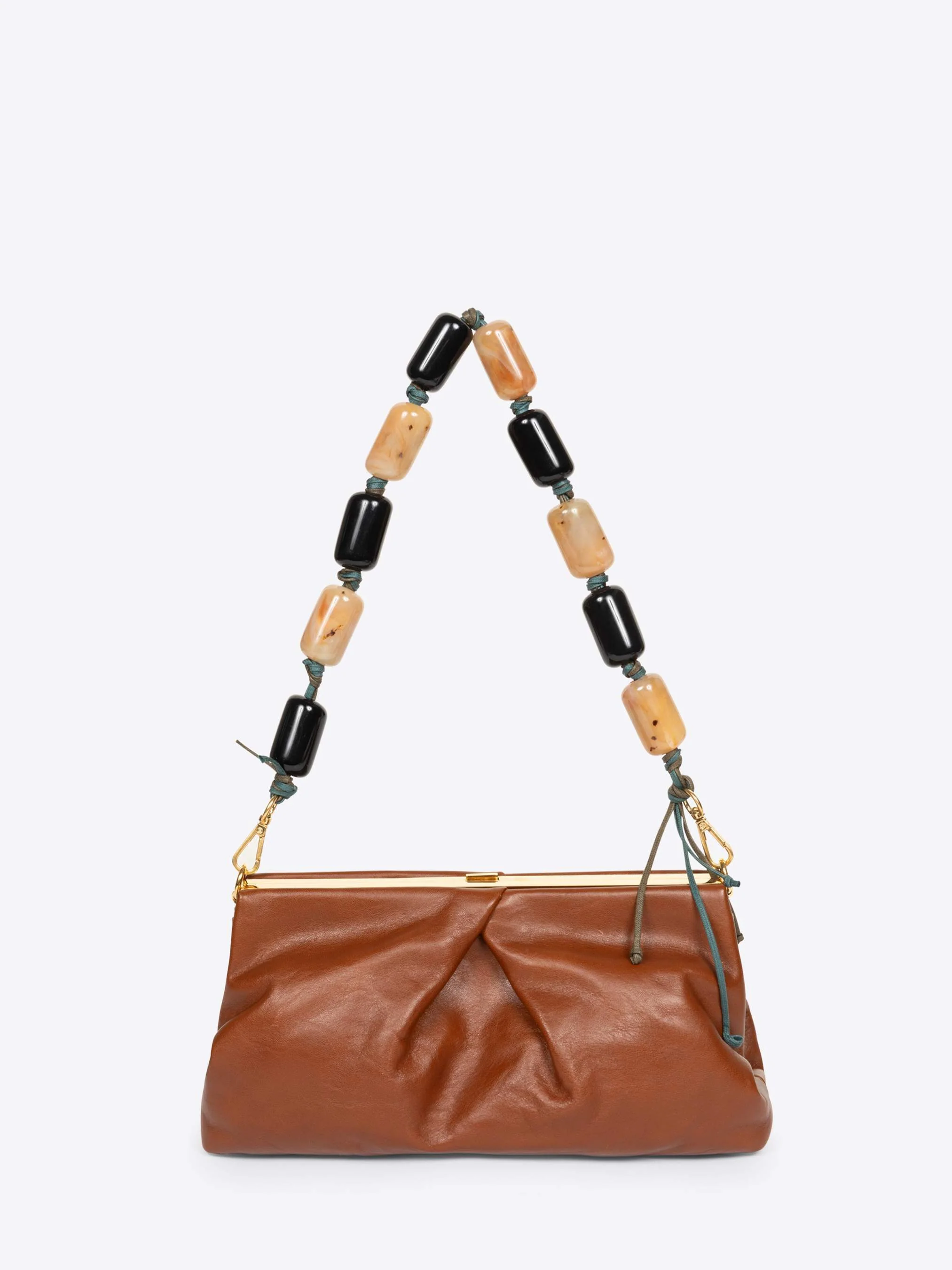 Pleated leather clutch