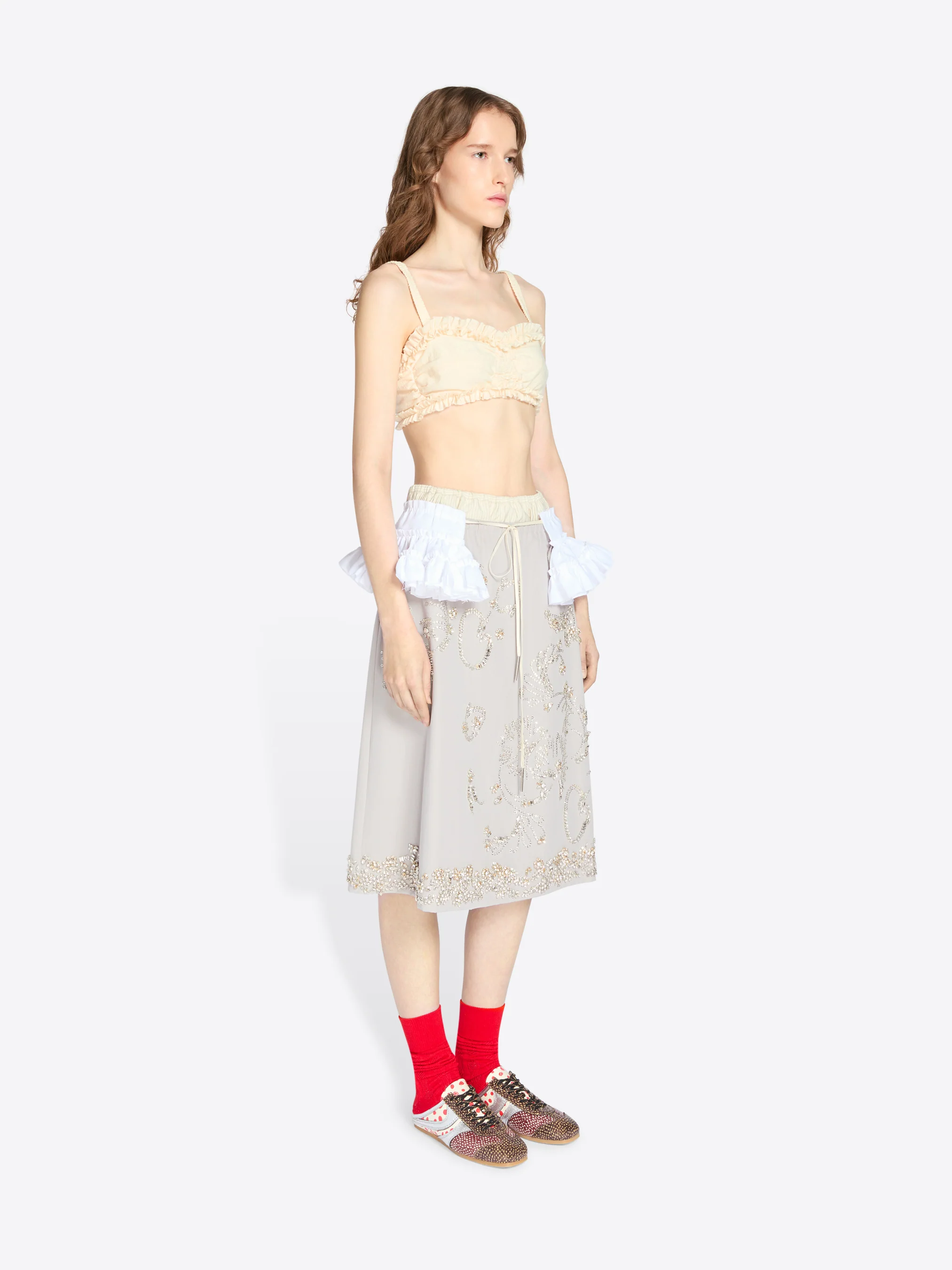 Embroidered cotton skirt