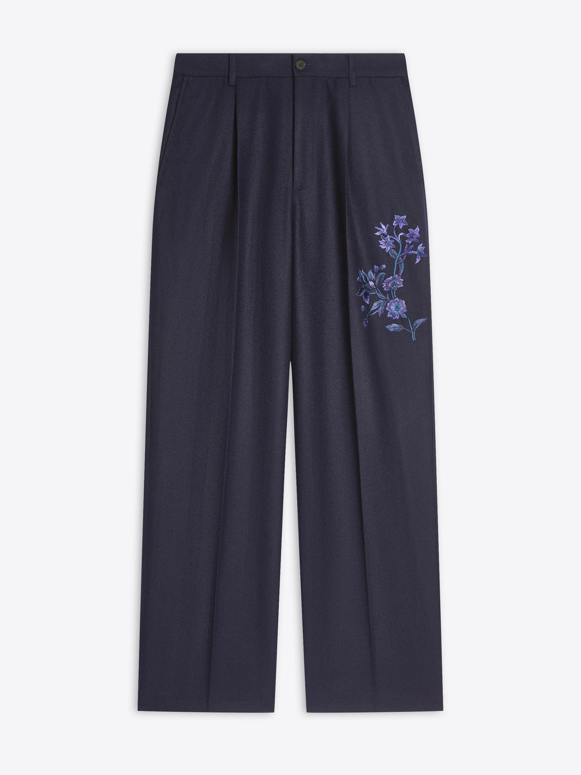 Embroidered wool pants