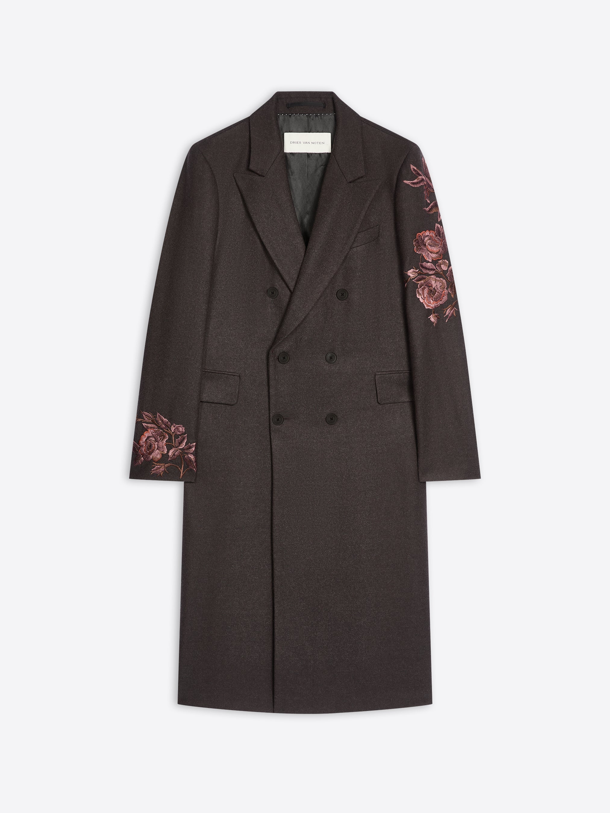Embroidered wool coat