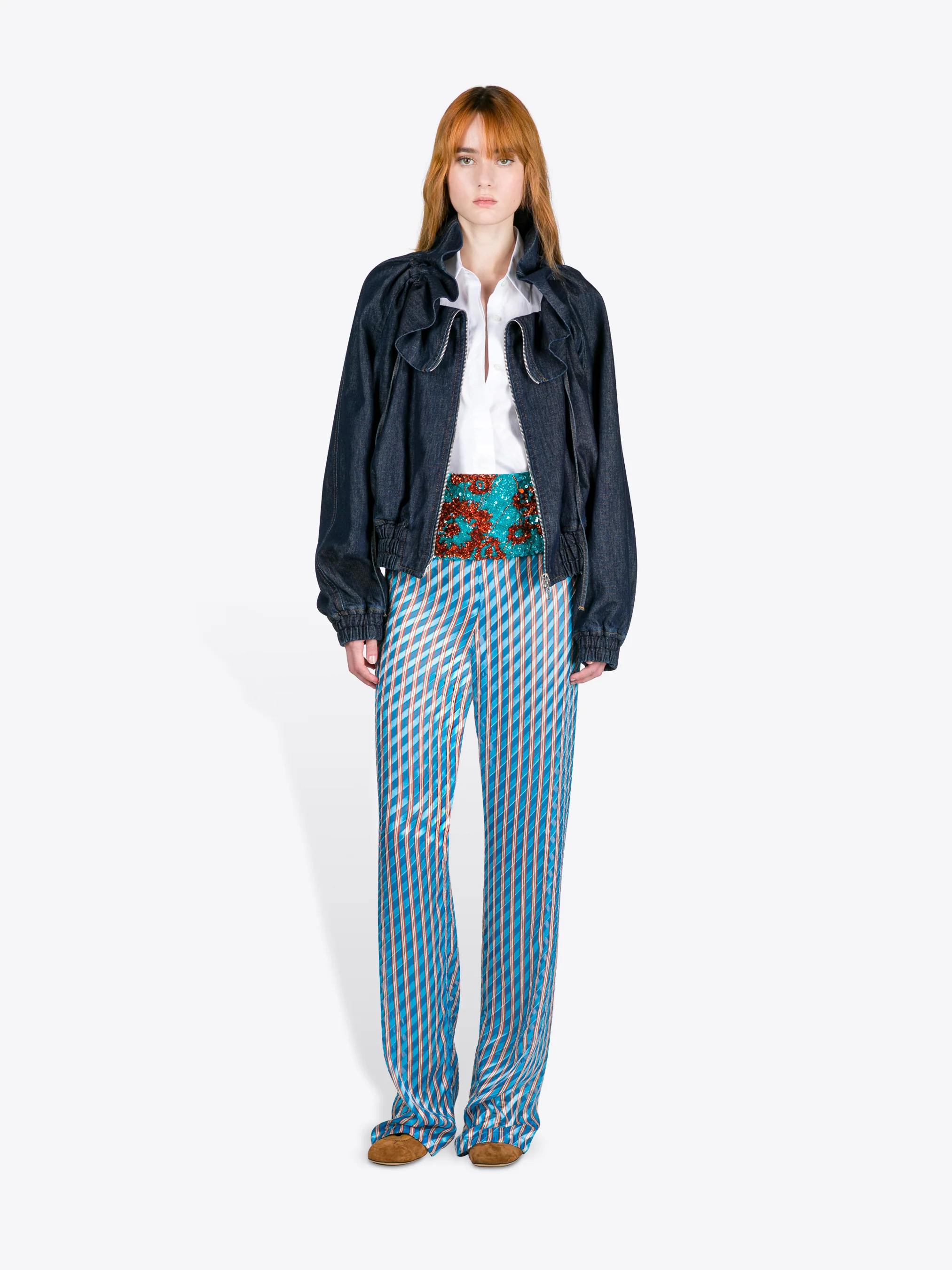 Denim cocoon blouson