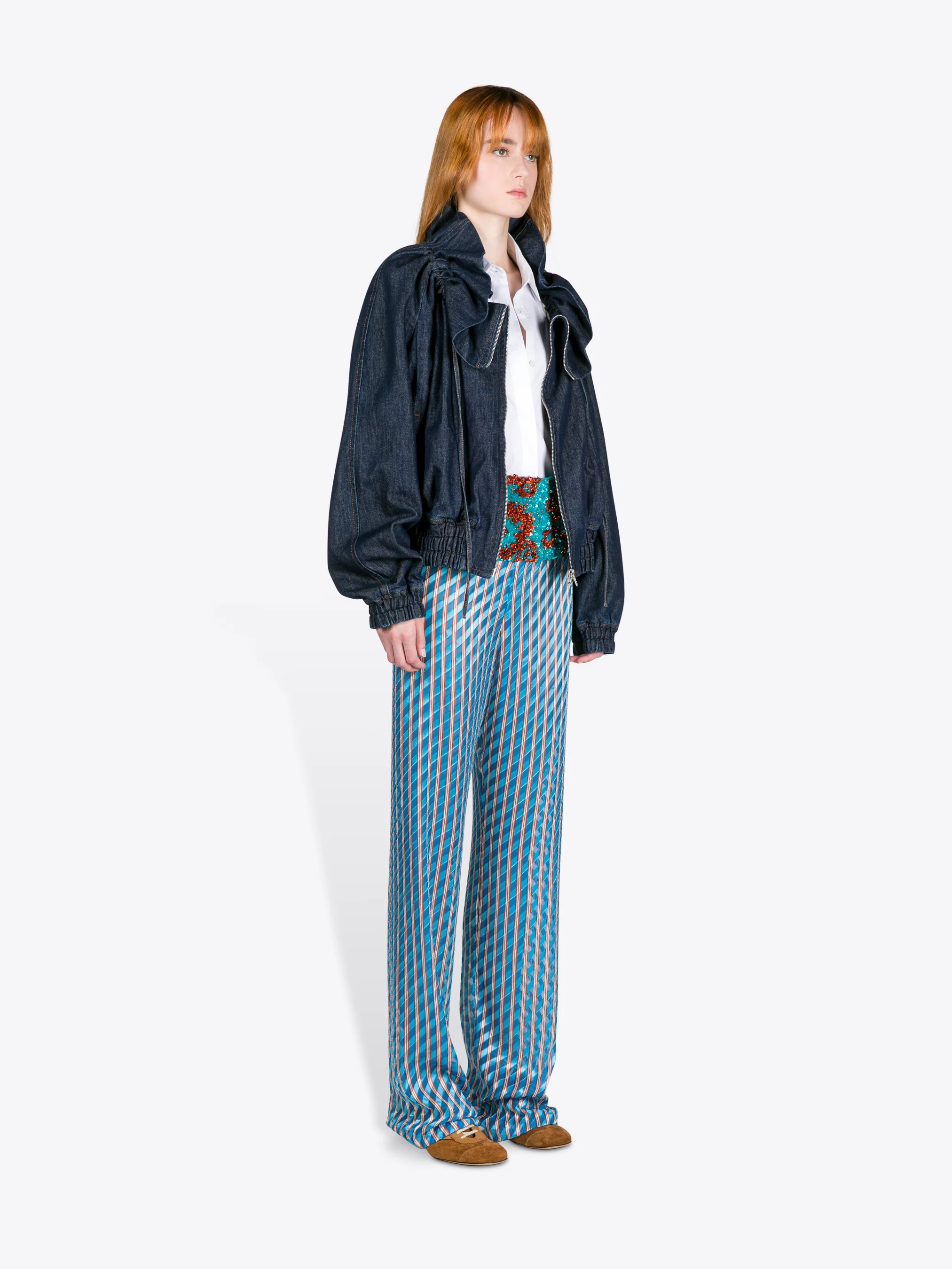 Denim cocoon blouson